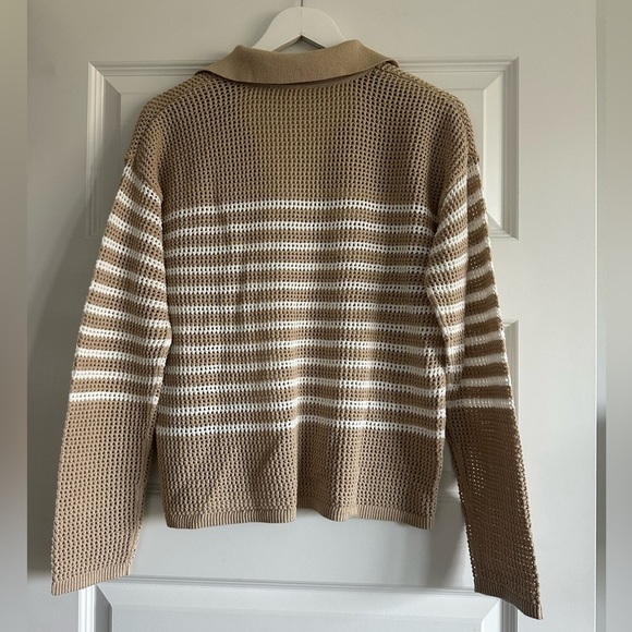 GAP Relaxed Stripe Crochet Collared Sweater NWT - Picture 8 of 10